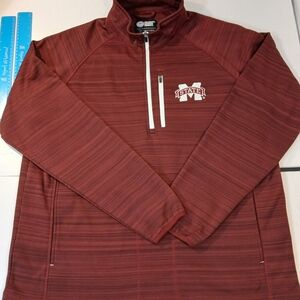 Men's Maroon Quarter-Zip Jacket Mississippi State Bulldogs  Sz: XL